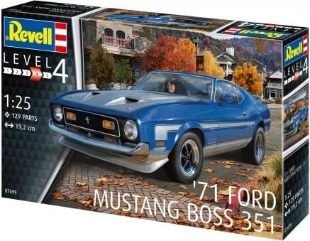 Model plastik makine, Revell, ’71 Ford Mustang Boss 351 07699, shkallë 1:25, 129 pjesë, gjatësi 19.2 cm, 12+