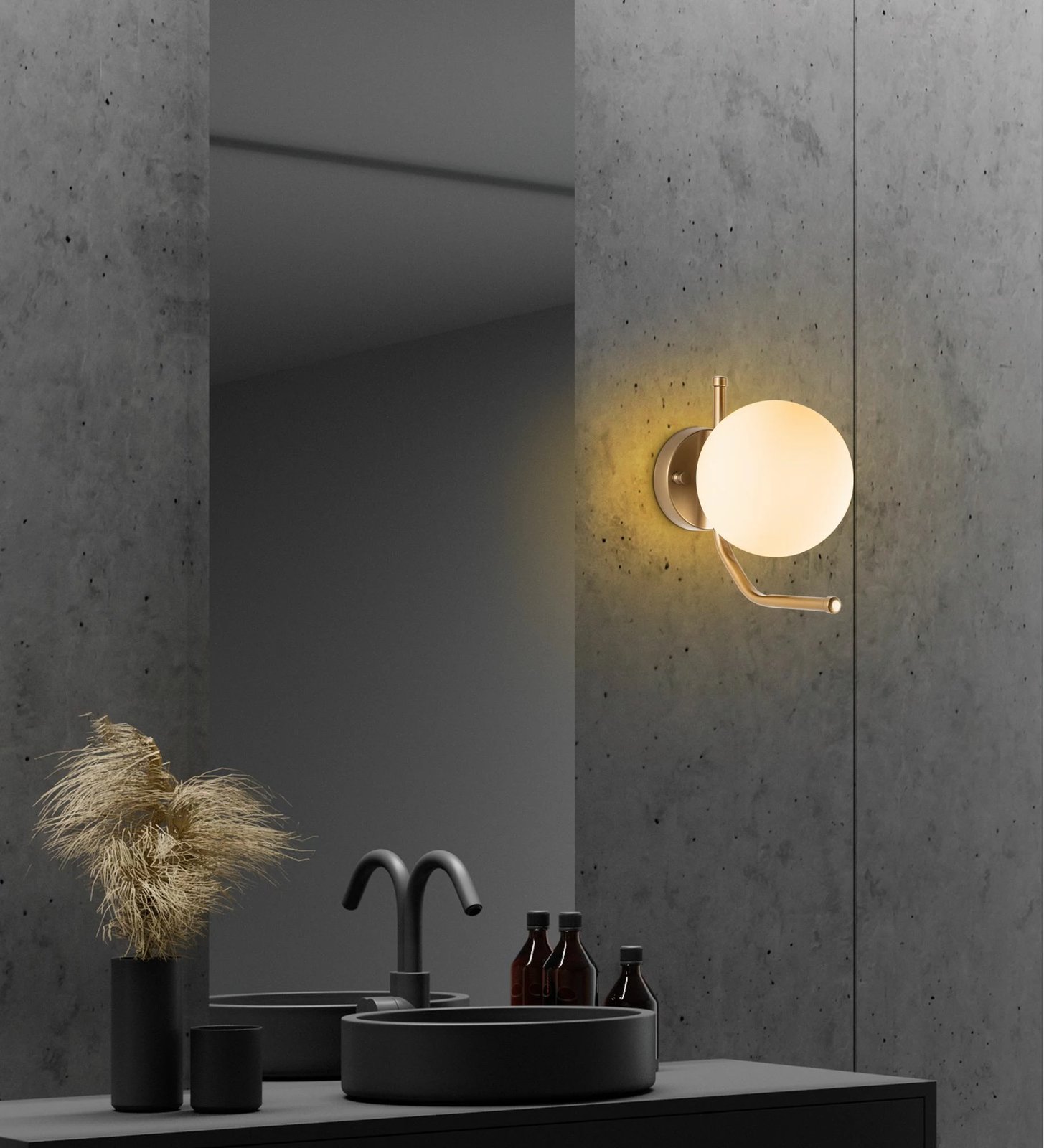 Llambë muri Opviq Faruk, ngjyrë ari dhe e bardhë, 15x22x23 cm