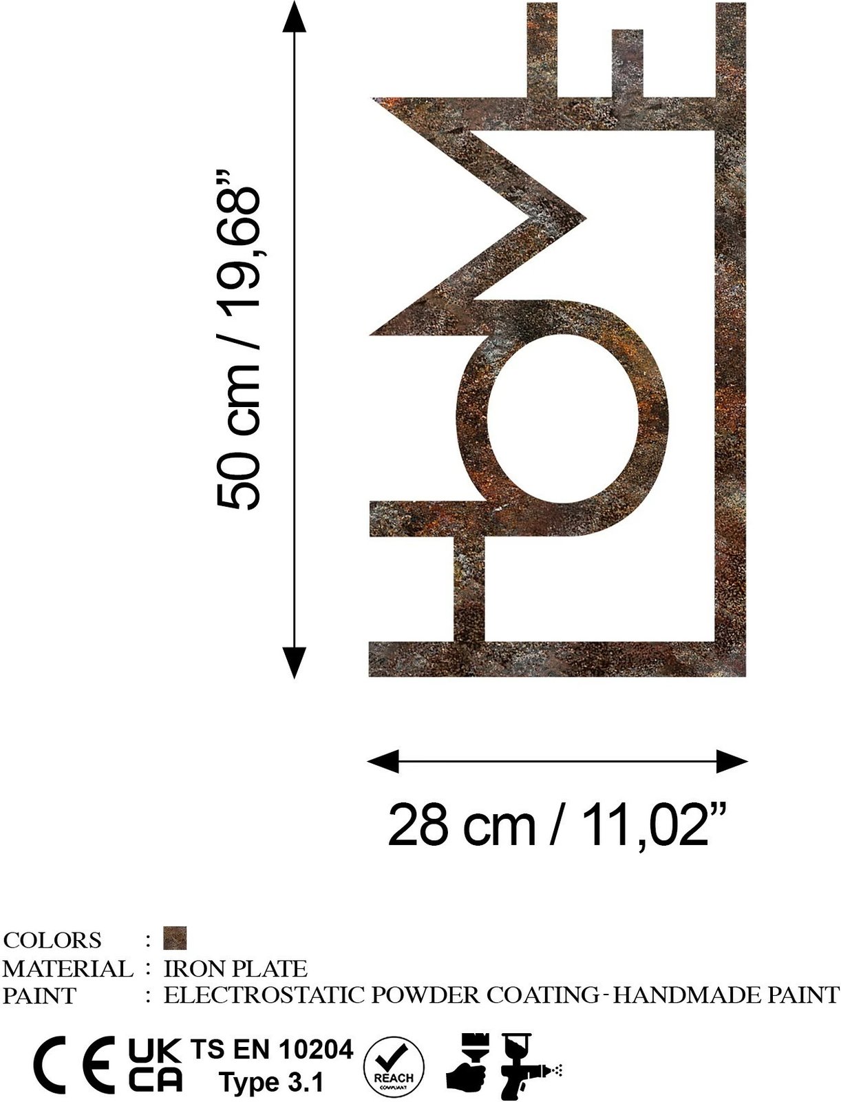 Aksesor dekorativ metalik për mur, Wallity, ngjyrë antike, Home