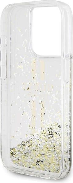 Mbështjellës Guess Liquid Glitter Gold Stripes për iPhone 15 Pro, Transparent Mbështjellës Guess Liquid Glitter Gold Stripes për iPhone 15 Pro, Transparent