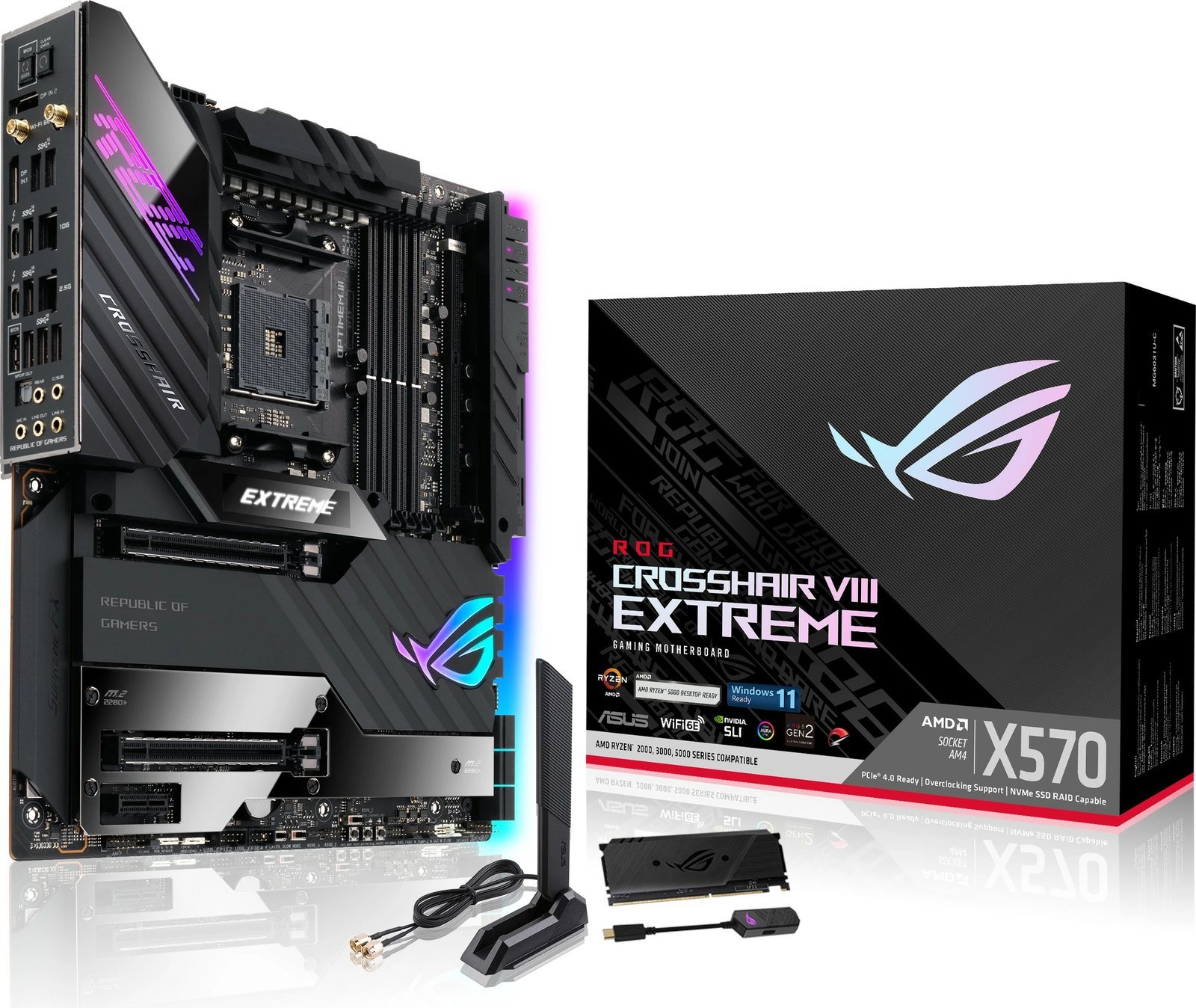 Pllakë amë ASUS ROG Crosshair VIII Extreme, AMD, Socket AM4, 128 GB, E zezë