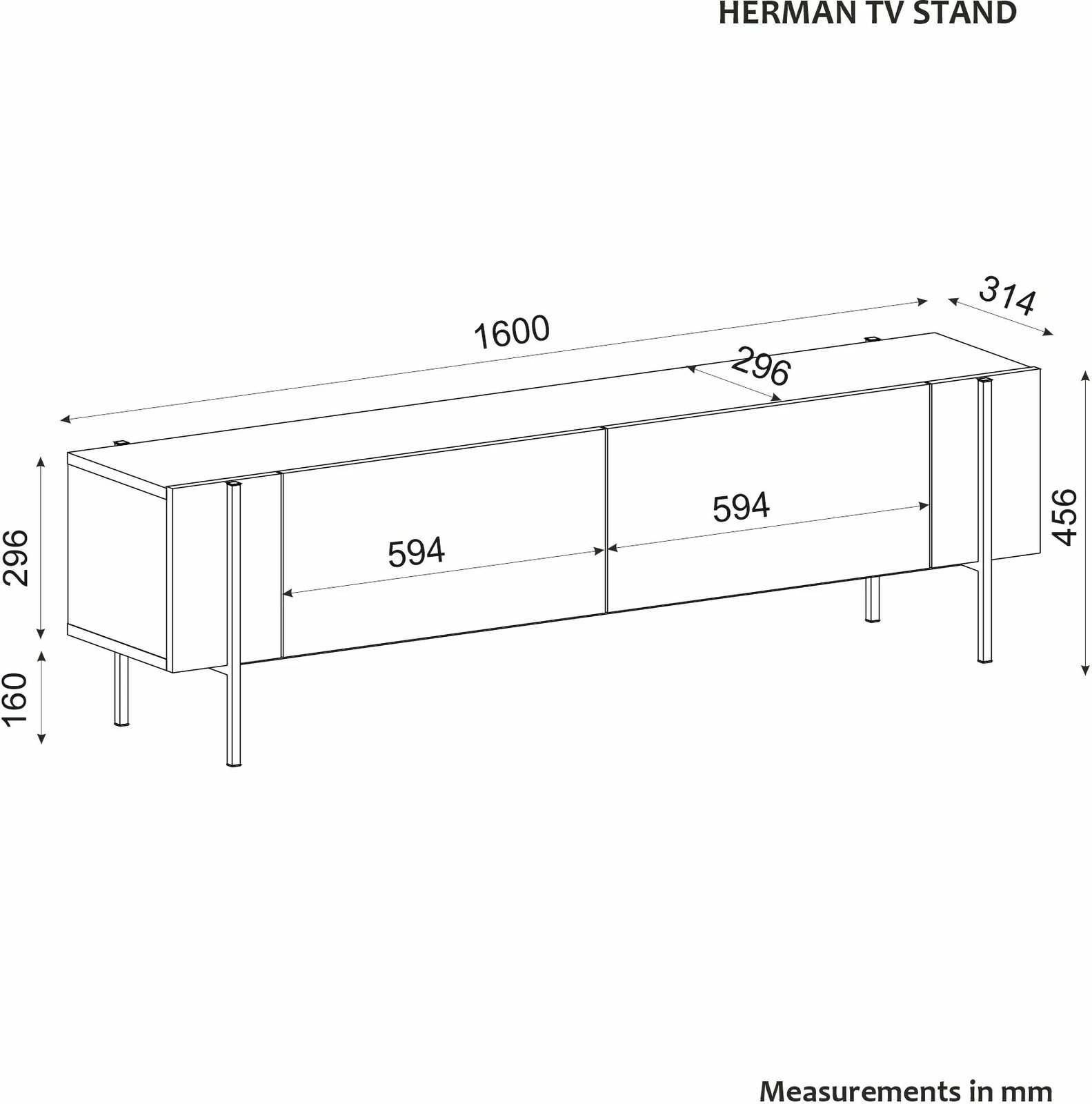 Komodë TV Skye Decor, Herman, e bardhë