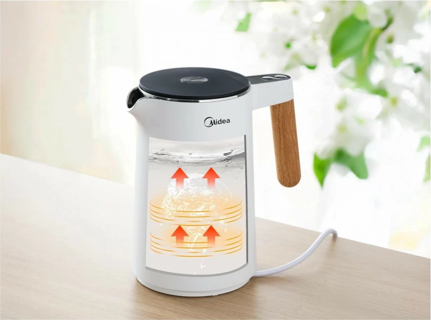 Çajnik elektrik Midea MK-HE1533, 1.5L, bardhë