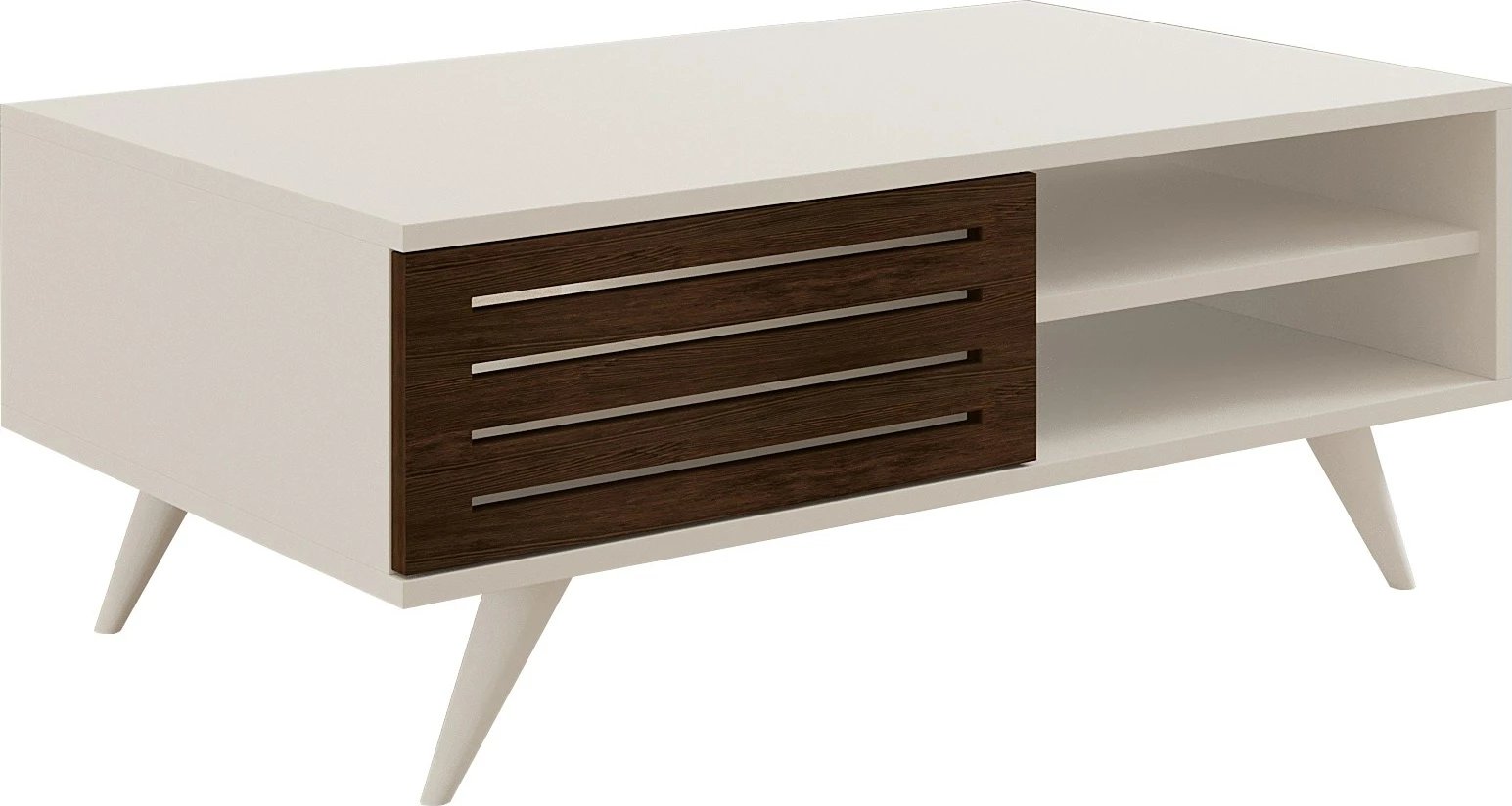 Tavolinë kafeje dy-katëshe, ngjyrë arrë dhe e bardhë, Skye Decor, Grande