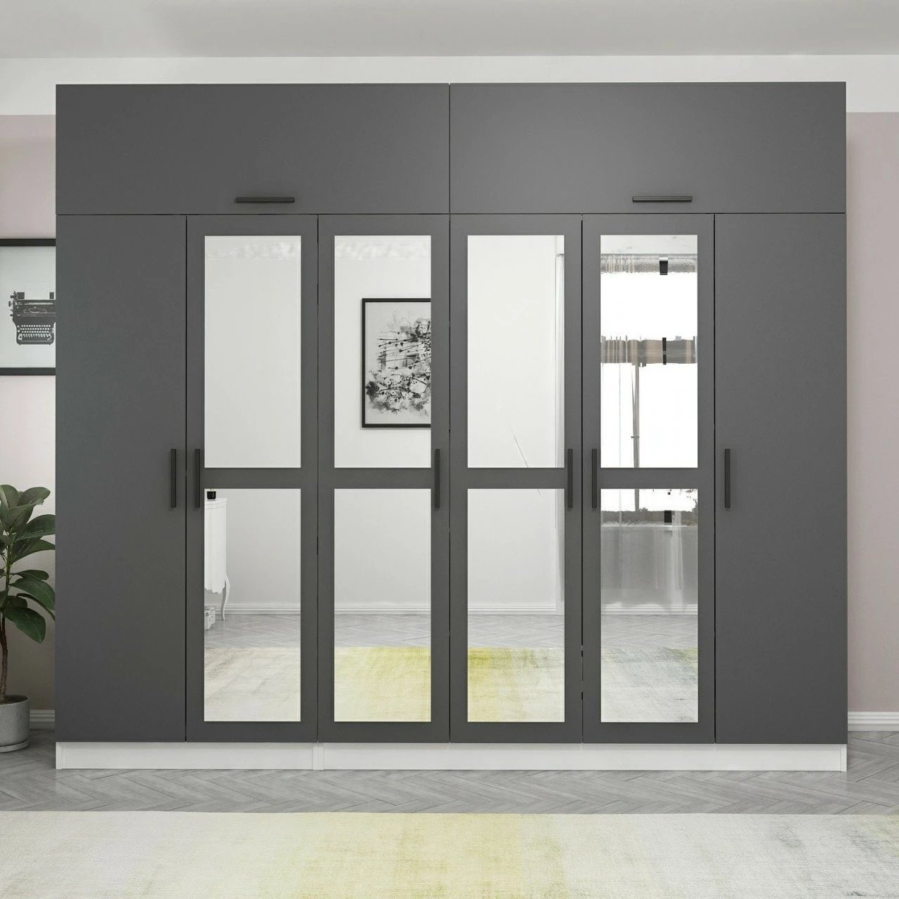 Dollap Skye Decor, anthracit dhe i bardhë, 5251