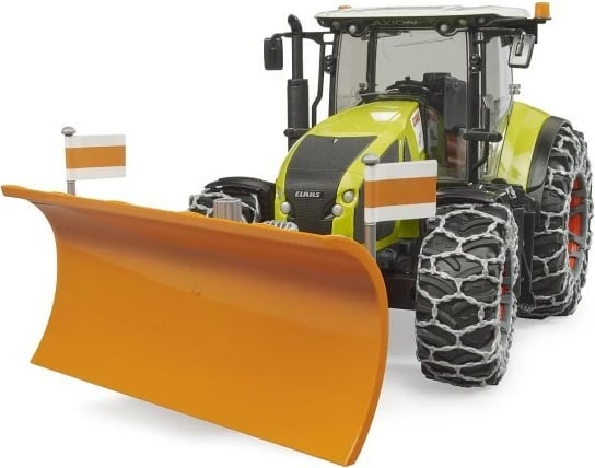 Traktor lodër BRUDER Claas Axion 950 me plug bore, 1:16, Gjelbër/Portokalli/E zezë