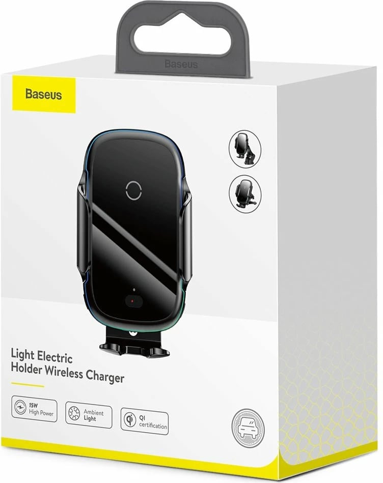 Mbajtës elektrik Baseus WXHW03-01 me karikim wireless Qi 15W, i zi