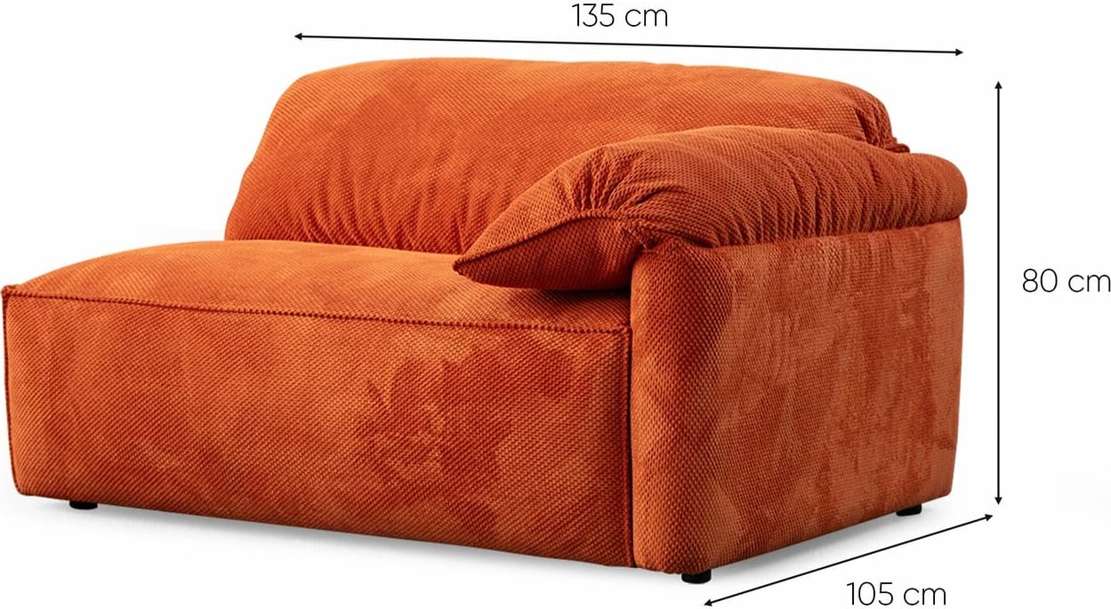 Kënd-sofë Atelier del Sofa, Flamingo Corner 3 (L1+O1+C+1,5R), krem dhe portokalli