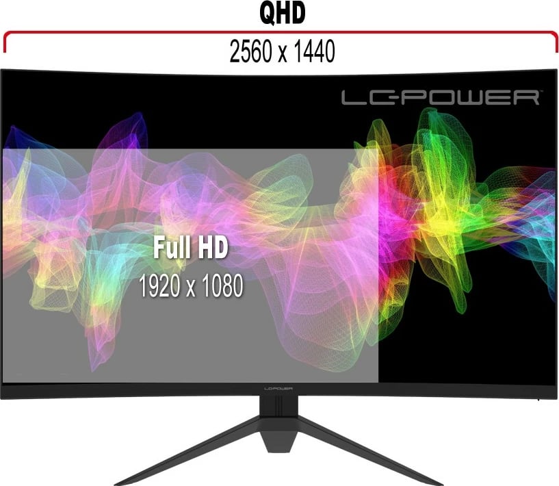 Monitor LC-Power LC-M27-QHD-165-C, 27", Quad HD, LED, 1 ms, e zezë