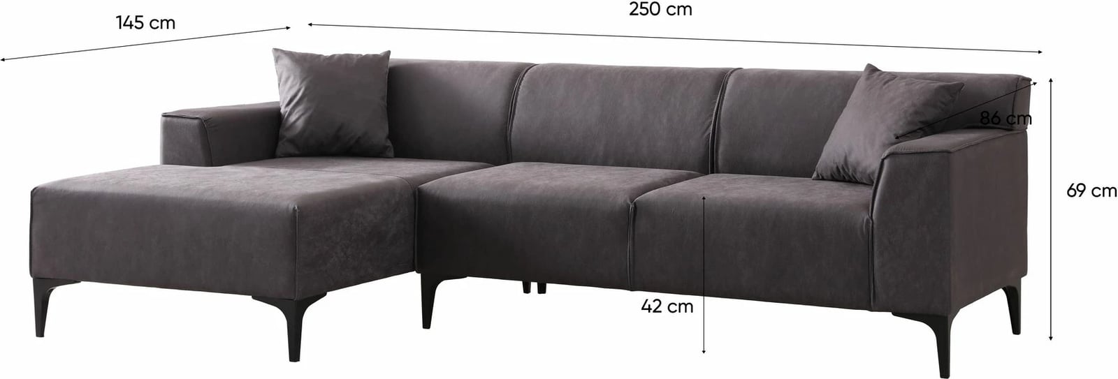 Këndare New Petra L, ngjyrë antracit, Atelier del Sofa