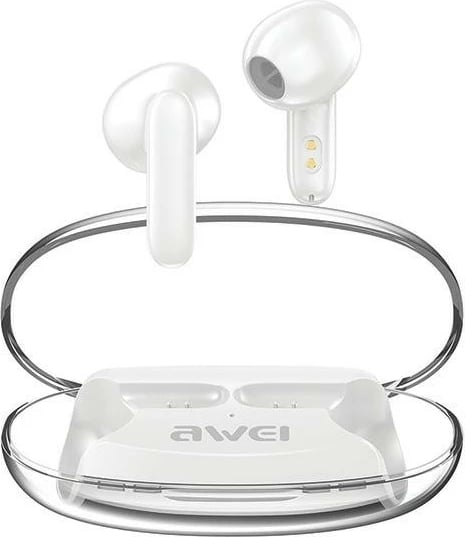 Kufje Bluetooth AWEI T85, TWS, ENC, me stacion karikimi, Bardhë