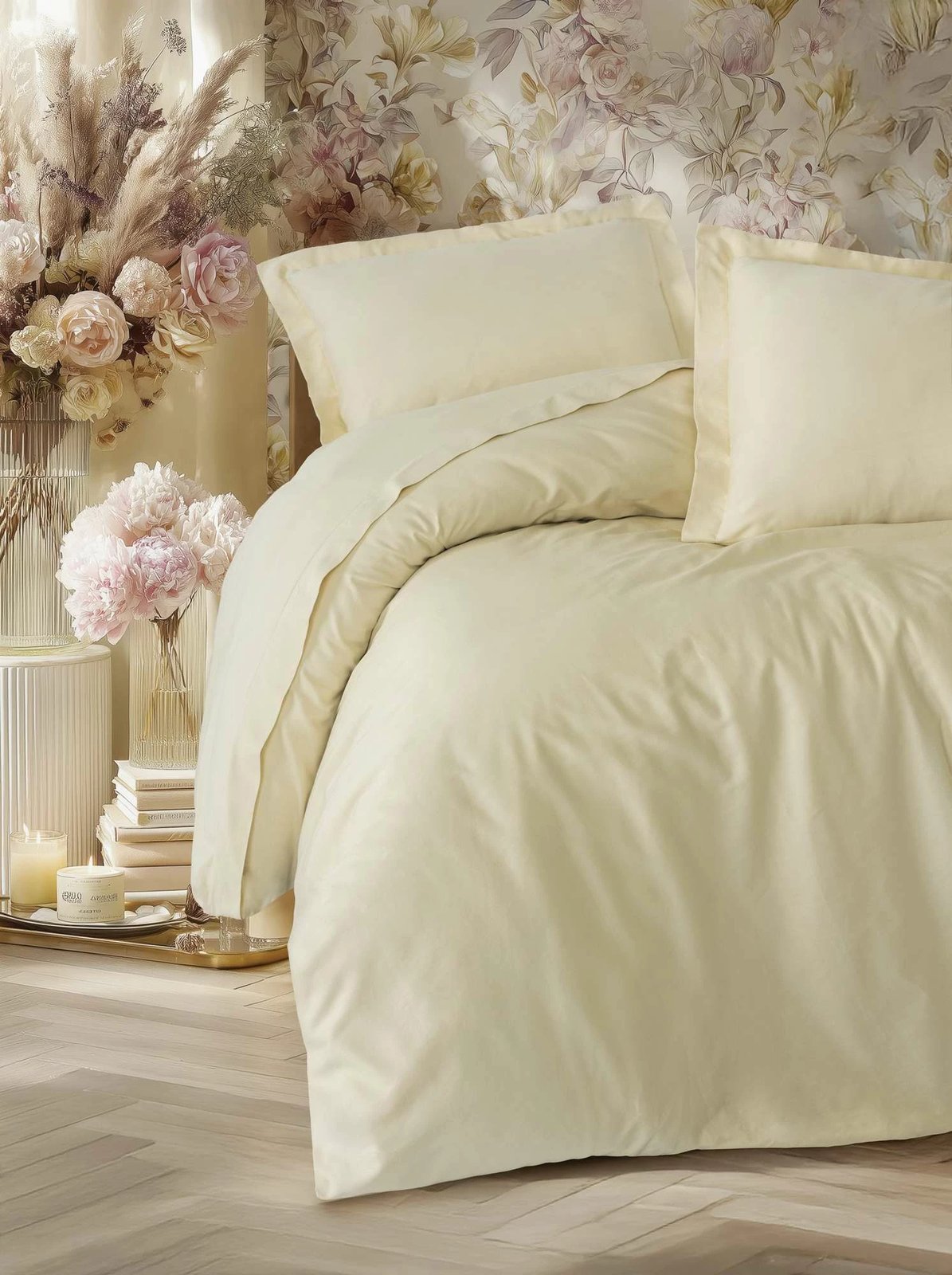 Set mbulesë për jorgan dopio, satin, L'essentiel, elegant, bezhë