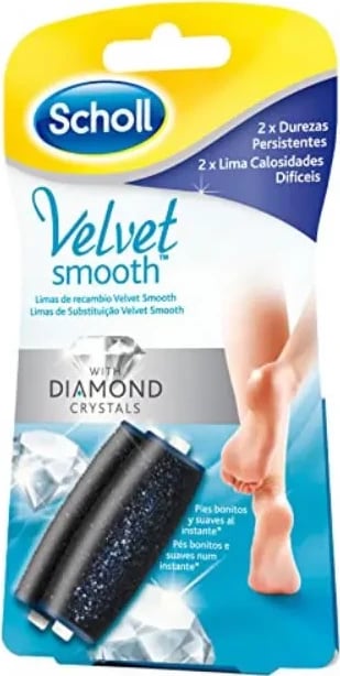 Limë zëvendësuese për këmbë Scholl Velvet Smooth Diamond Crystals, 2 copë