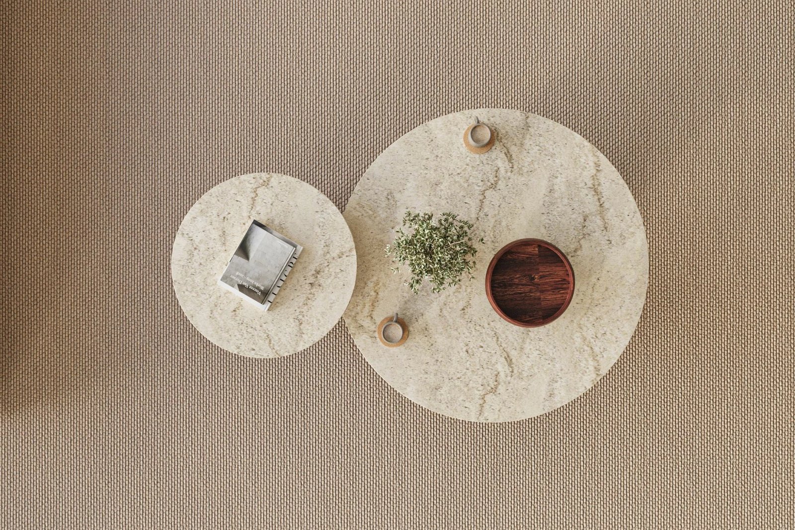 Set tavolinash kafeje Skye Decor, travertin, dru arre