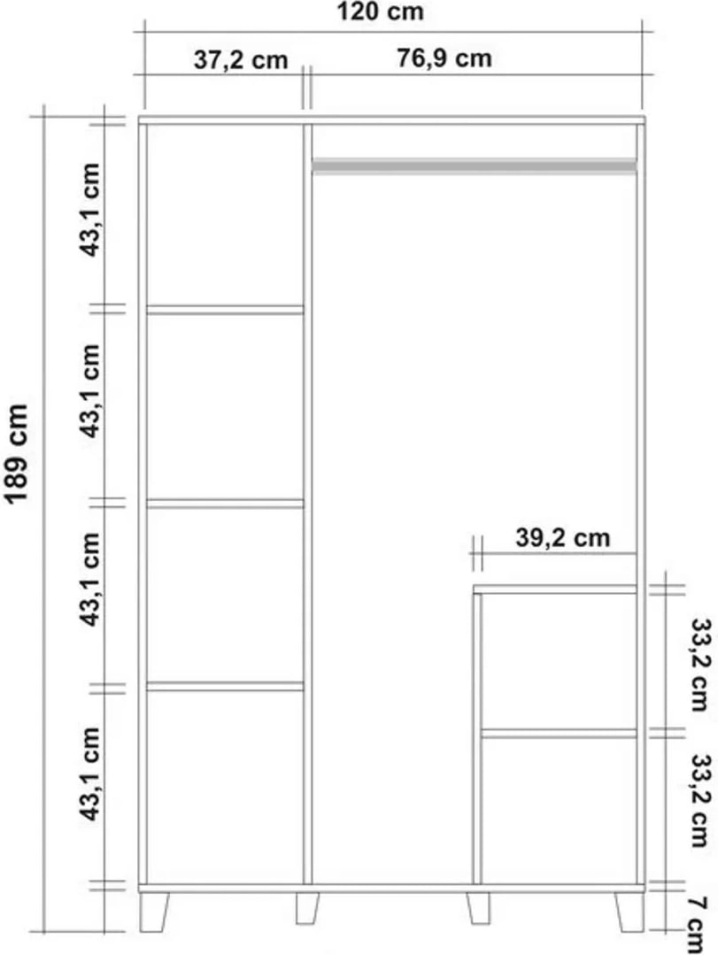 Dollap Hanah Home, Leva Hedera Pied, ngjyrë pishë Atlantike dhe e bardhë, dizajn abstrakt