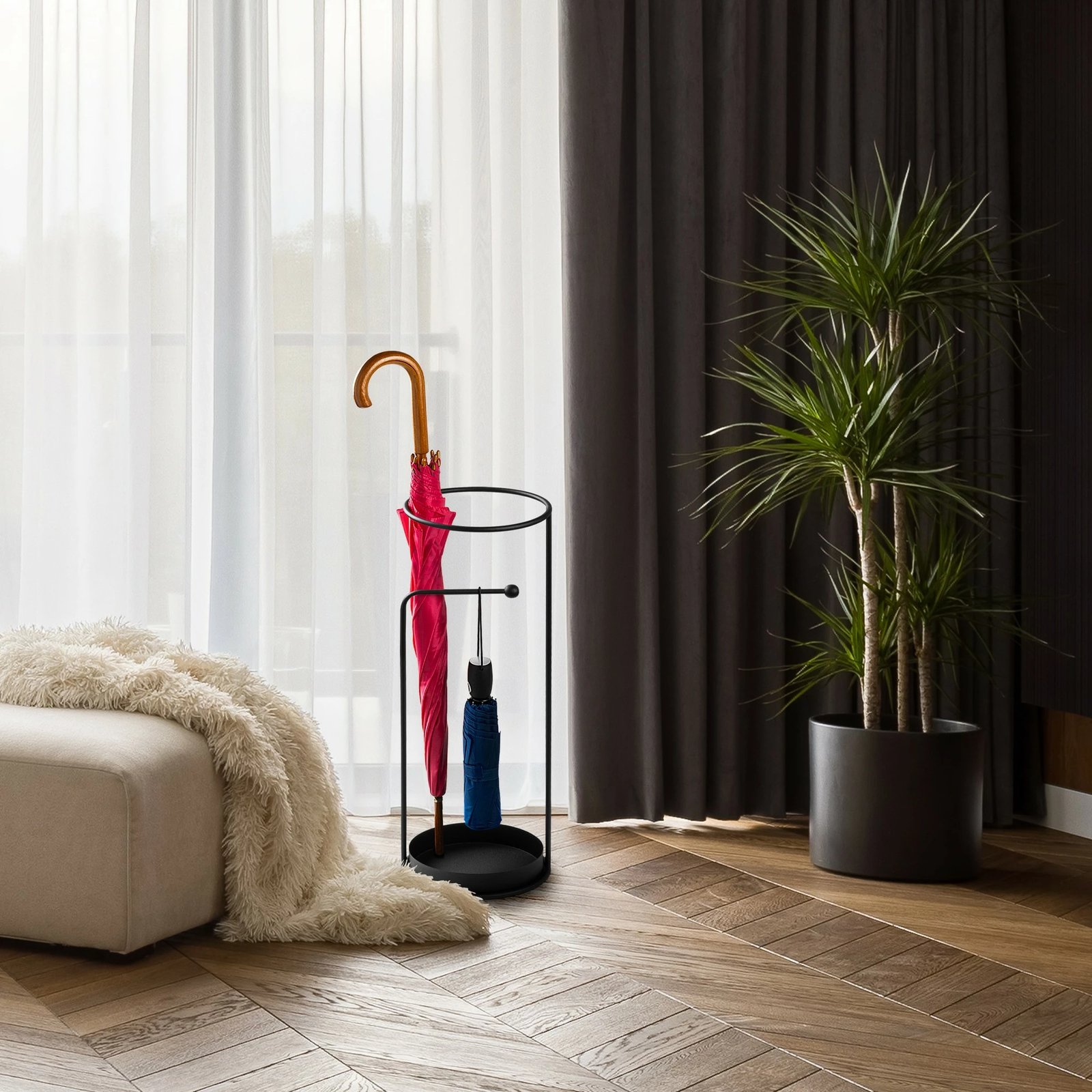 Stendë për ombrella, metalike, ngjyrë e zezë, Evila Originals, 22x22x60cm