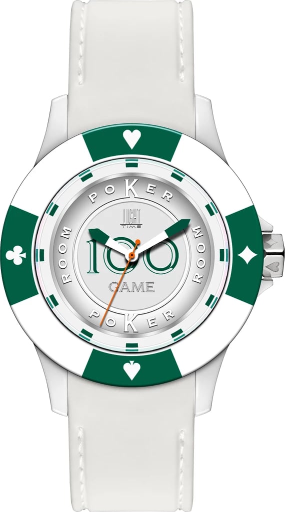 Orë dore për meshkuj LIGHT TIME Poker, e bardhë e gjelbër