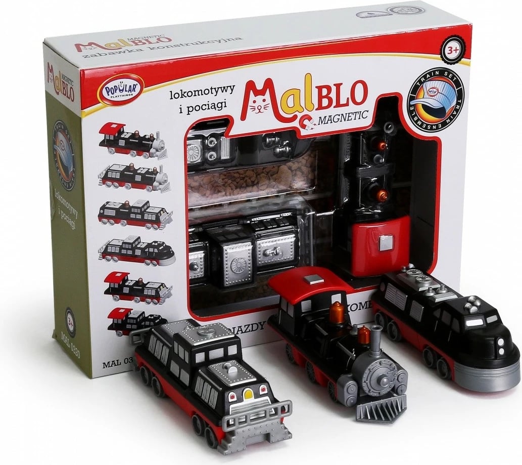 Set trenash magnetikë MALIK MalBlo, 9 pjesë, zi/kuqe