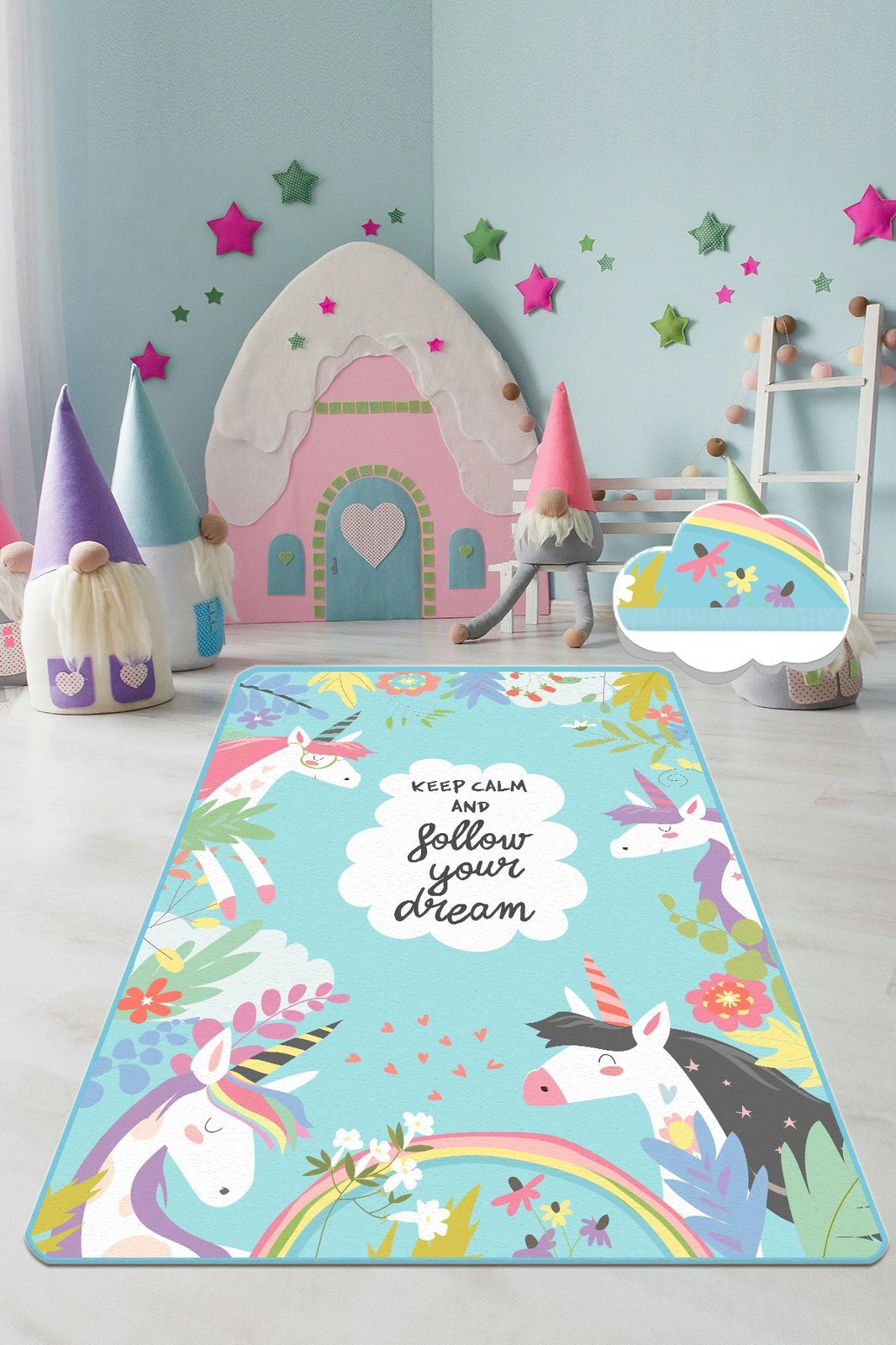 Qilim për fëmijë, shumëngjyrësh, Hypnose Cute Unicorn, 80x120cm