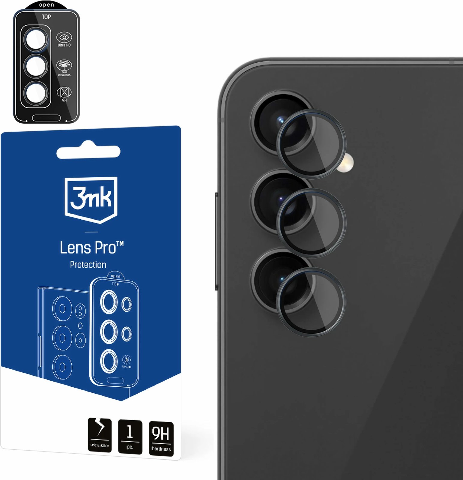 Mbrojtës xhami për kamerë 3mk Protection Lens Pro, për Samsung Galaxy A14 / A34 5G, Zi