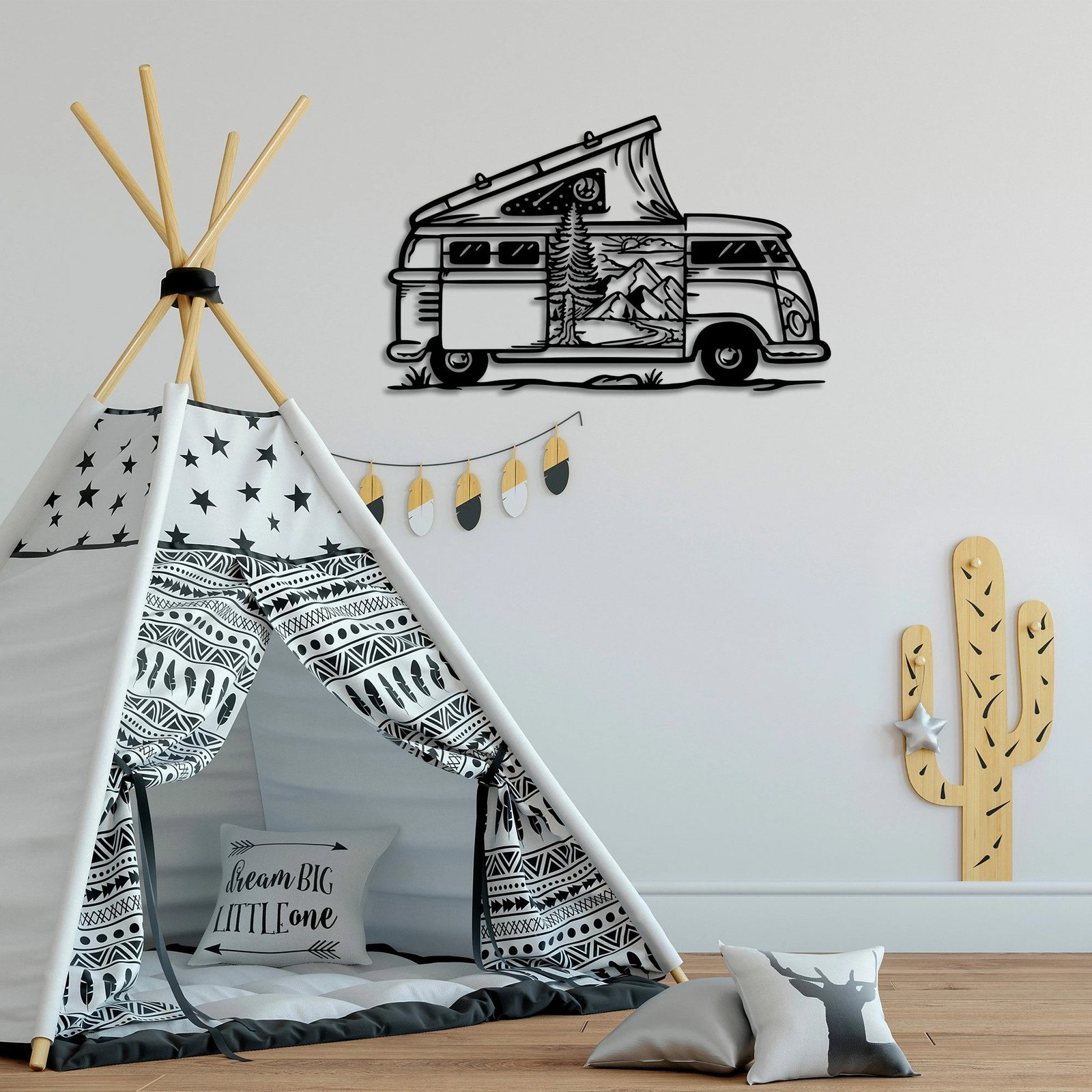 Aksesor dekorativ metalik për mur Wallity, karavan