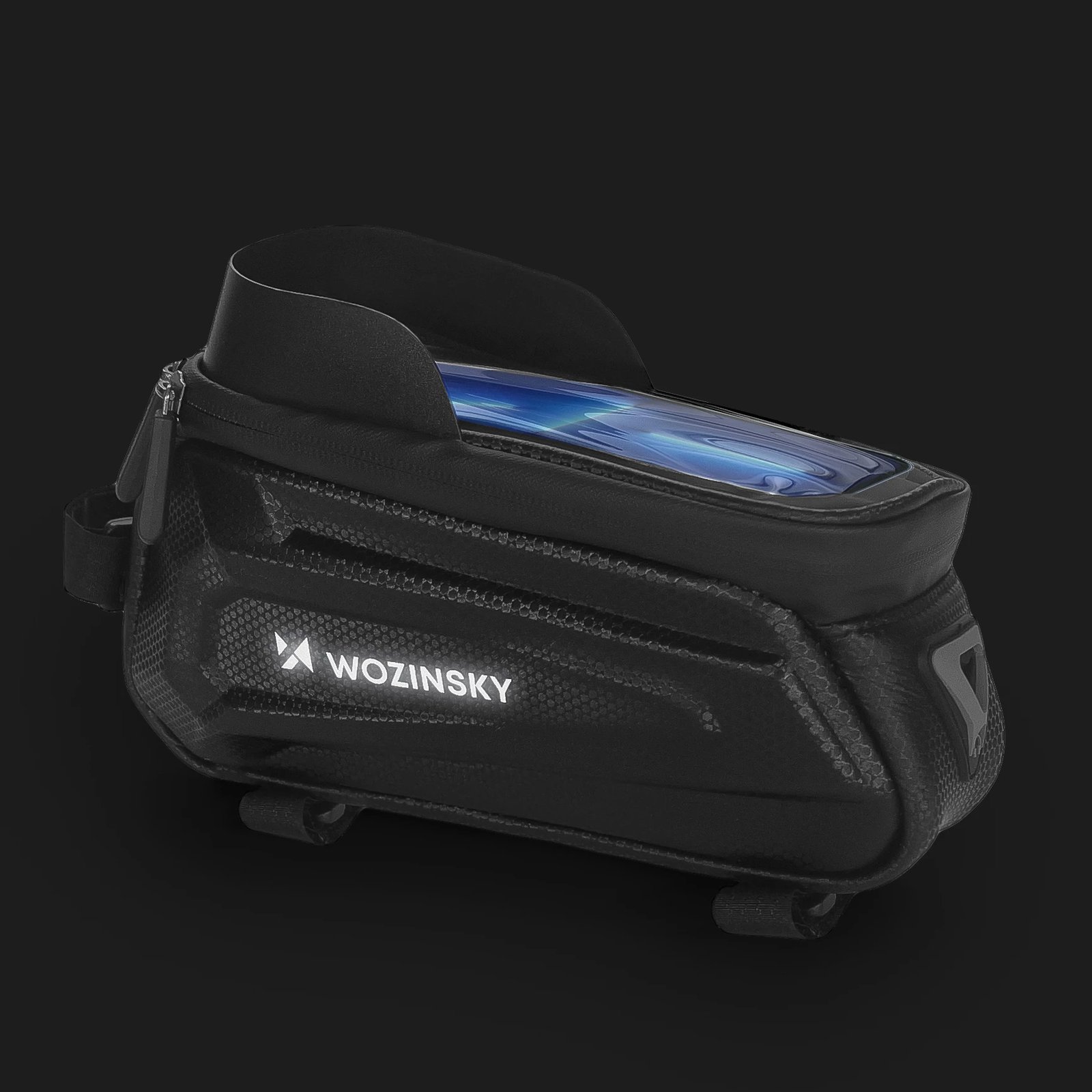 Çantë kornize për biçikletë Wozinsky WBB28BK me mbështjellës telefoni, 1.7L, e zezë