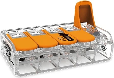 Lidhës elektrik WAGO Serie 221, 5x6mm, 15 copë, portokalli