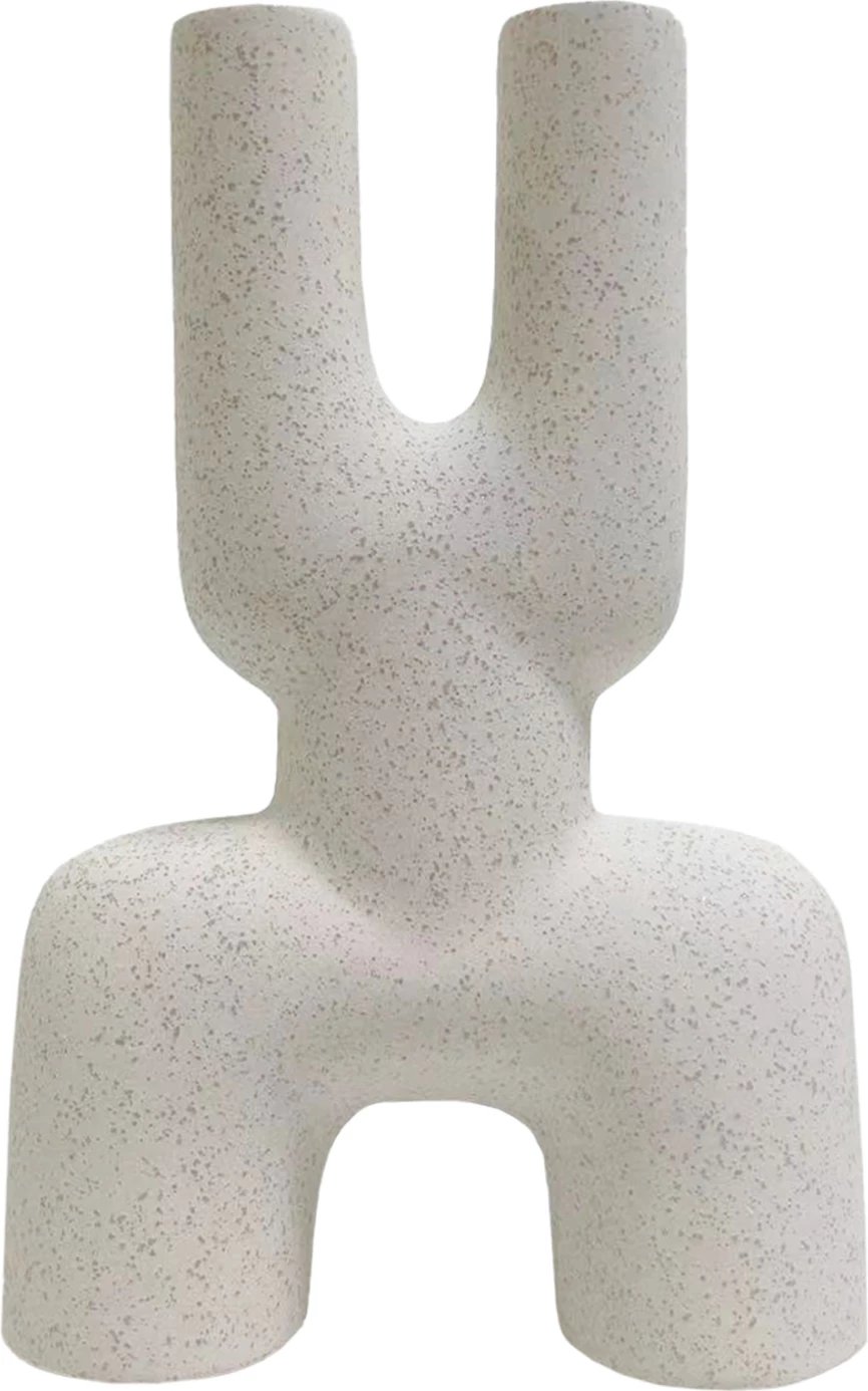 Dekor tavoline prej qeramike MANI FH4642.01 ngjyrë e bardhë me kristalizim 15.5x6x23.5Hcm