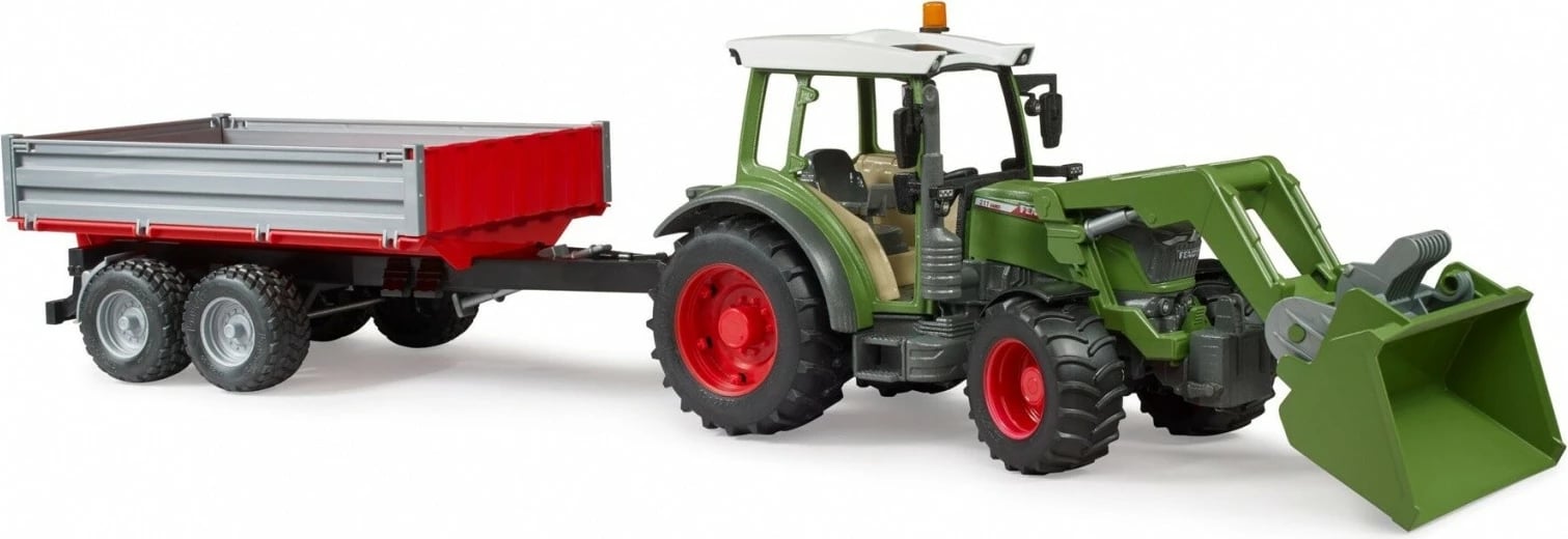 Traktor lodër BRUDER Fendt Vario 211 me ngarkues dhe rimorkio, 1:16, Gjelbër/Gri/E Kuqe