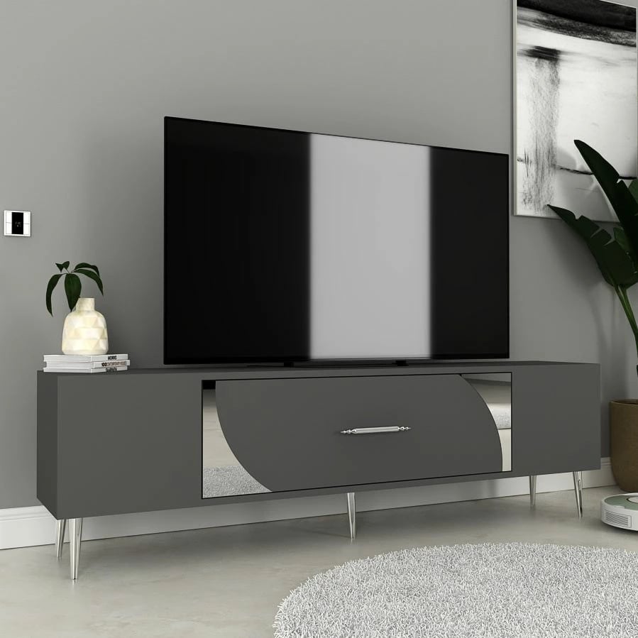 Komodë TV Skye Decor, anthracite, argjend