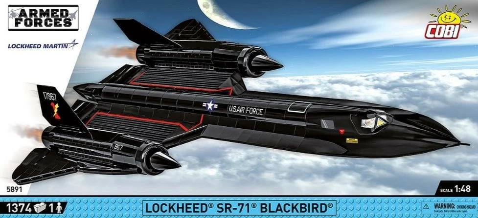 Set lego Cobi Klocki COBI-5891 Lockheed SR-71 Blackbird, 1374 pjesë, e zezë
