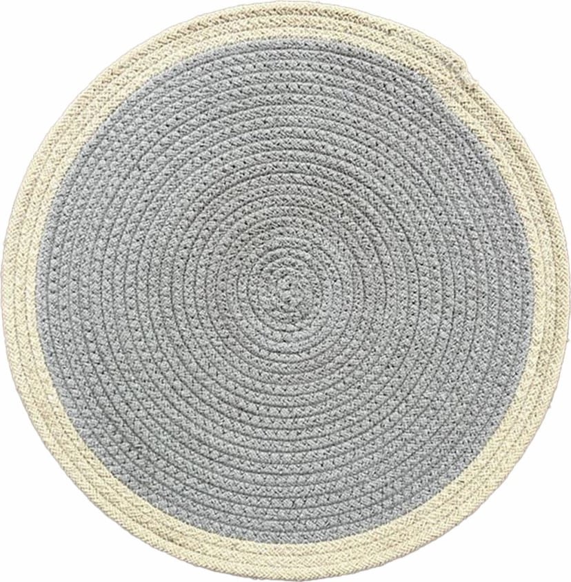 Ndamëse tavoline rrumbullake, pambuk dhe jute, ngjyrë ulliri, 38x38x0.25cm