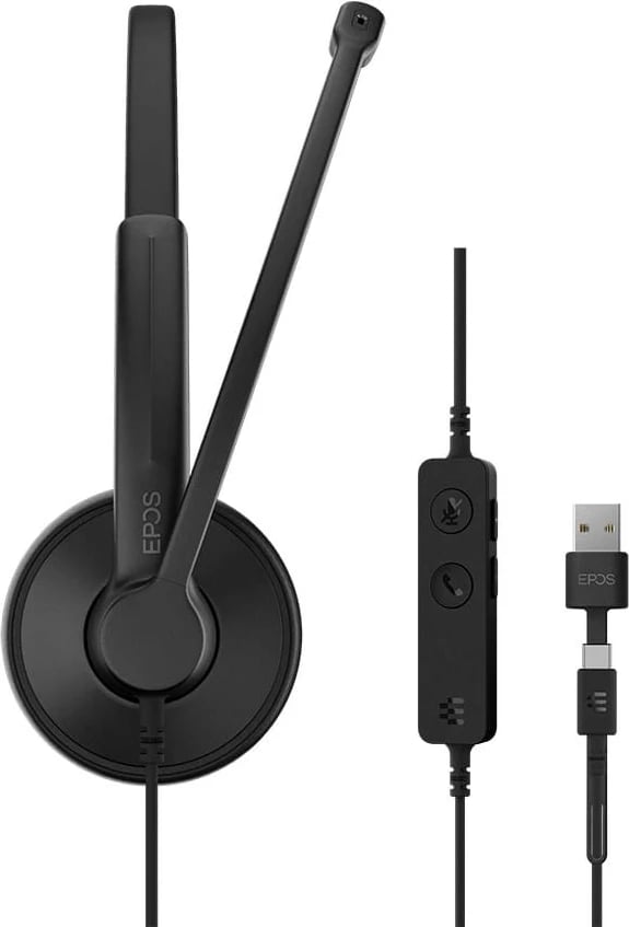 Kufje EPOS Impact 100 UC, me mikrofon, USB-A/USB-C, e zezë