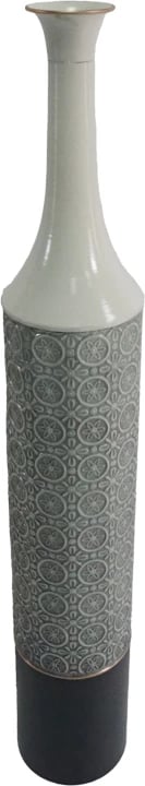 Vazo dekorative Semple Inart metalike, ngjyrë hiri, bardhë dhe e zezë, D15.9x101.6cm