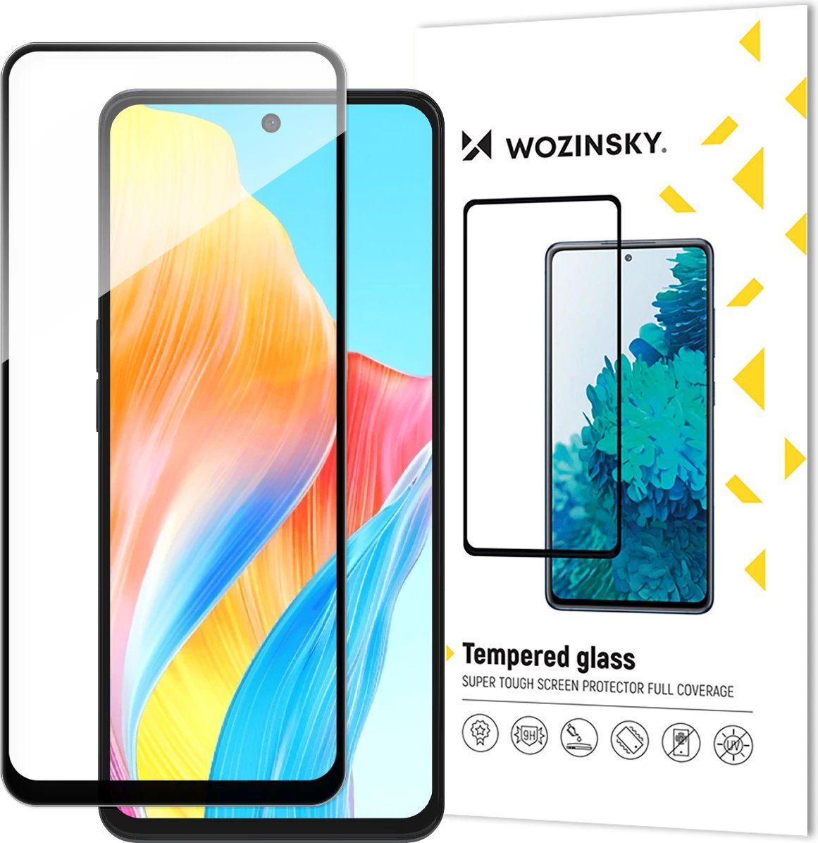 Xham i temperuar Wozinsky Full Glue me kornizë për Oppo A98 5G, Zi