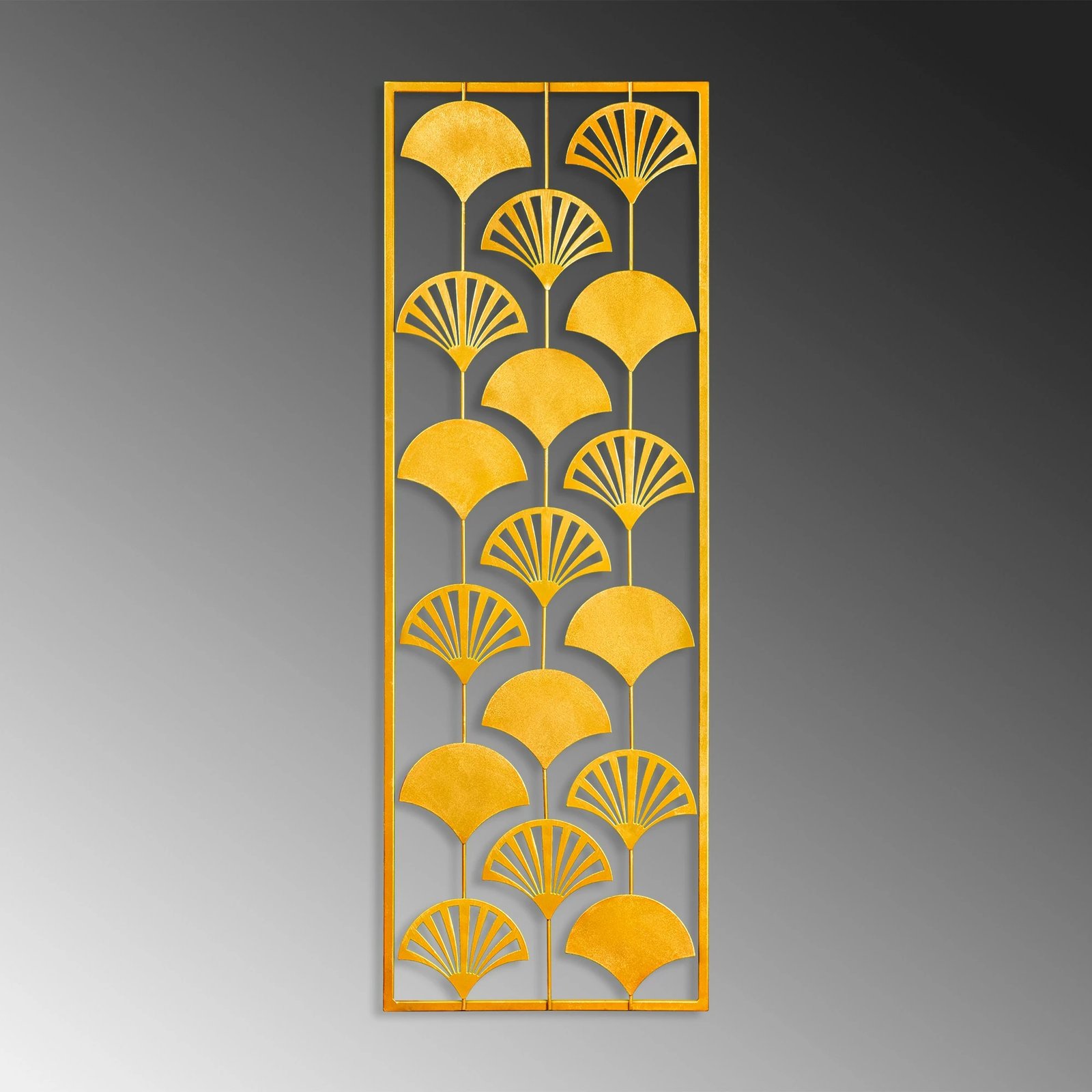 Aksesor dekorativ metalik për mur, Wallity, Fan 2, shumëngjyrësh, 32x90cm