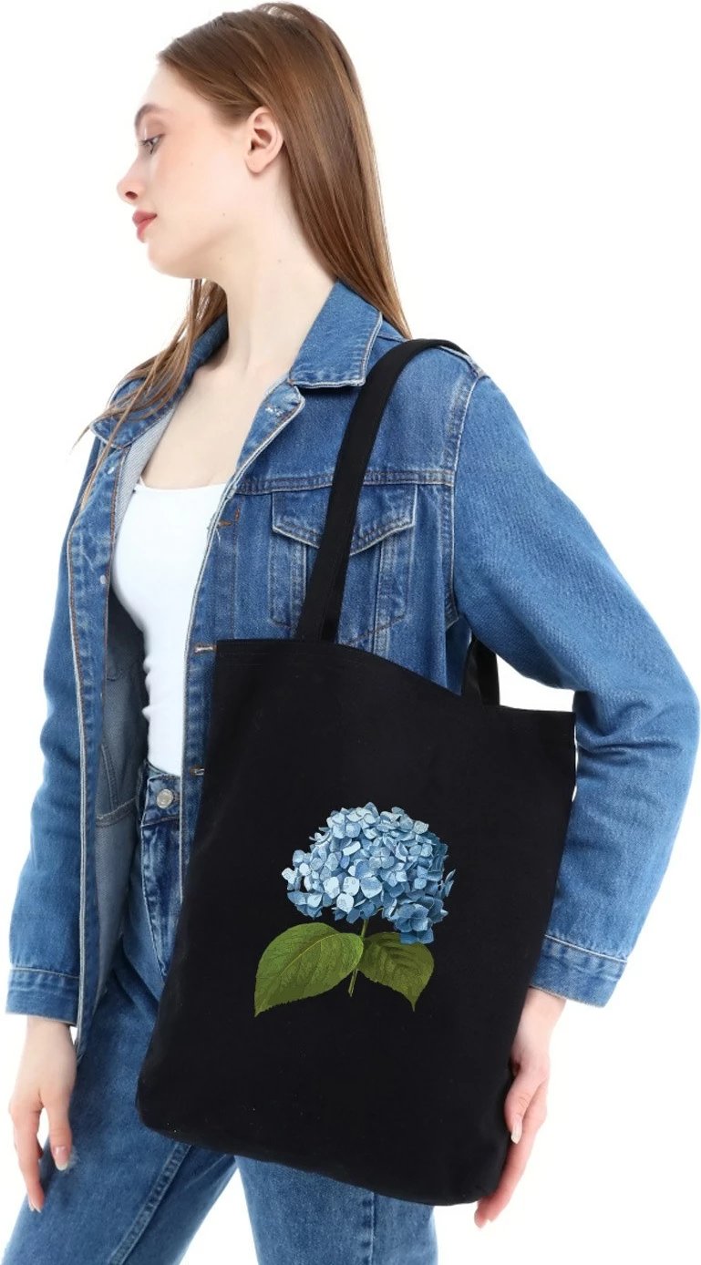 Qese tote Zoozie Bags, 1542, ngjyrë e zezë, pambuk, lule