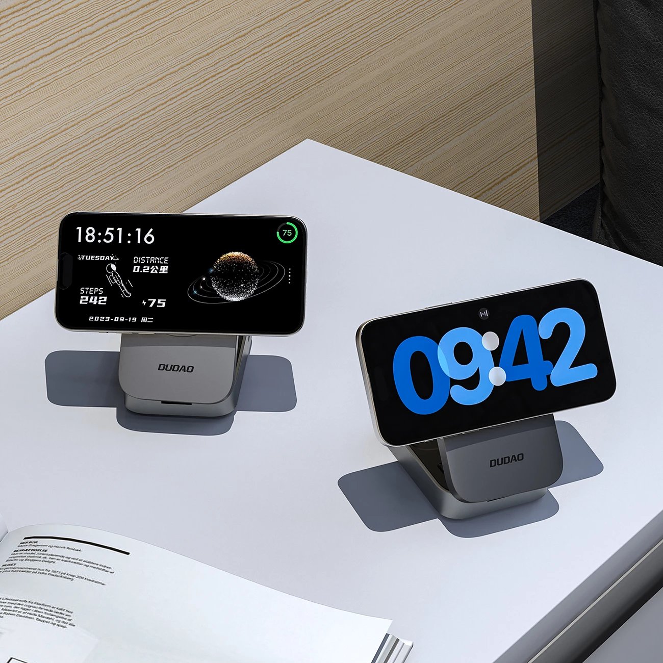 stacion karikimi pa tel 3-në-1, Dudao A11 Max, 15W MagSafe, hyrje USB-C, gri