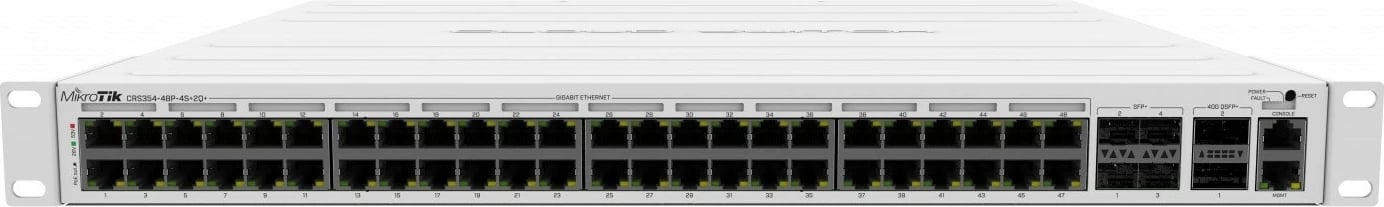 Switch i menaxhuar Mikrotik CRS354-48P-4S+2Q+RM, rack, 48 porte 1G, 4 SFP+, 2 QSFP+, i bardhë
