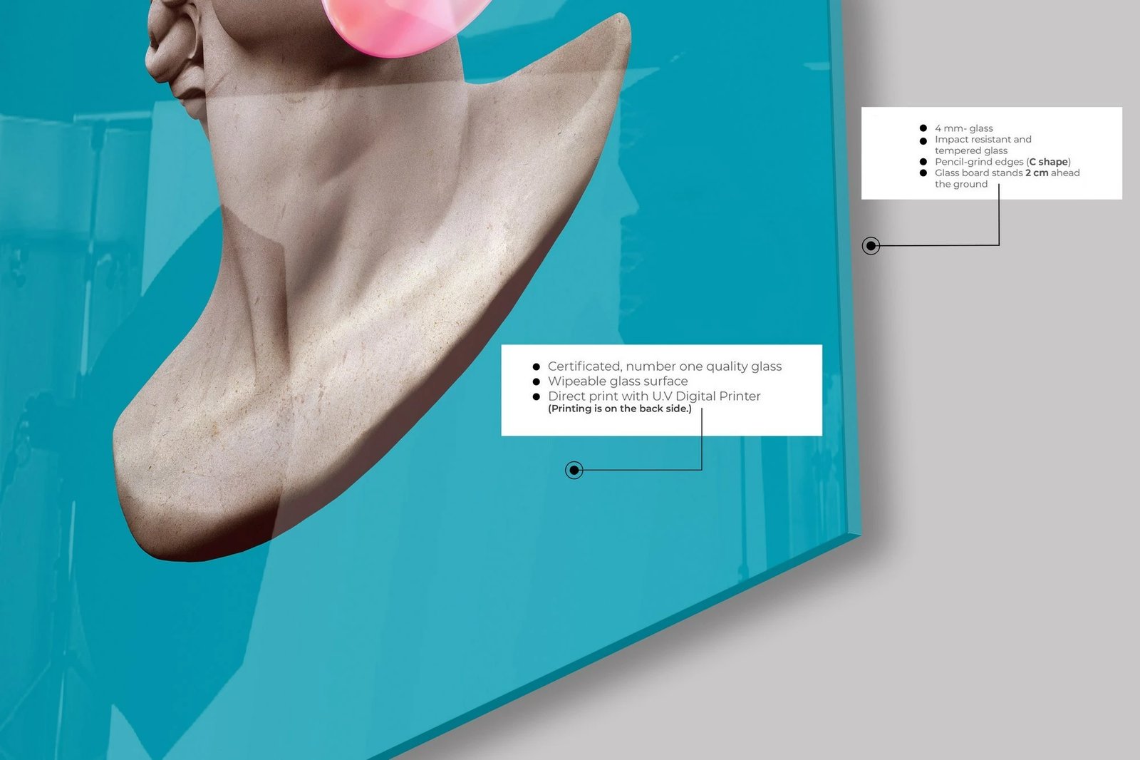 Pikturë dekorative prej xhami të temperuar, shumëngjyrëshe, CAM3711 - 50x70cm