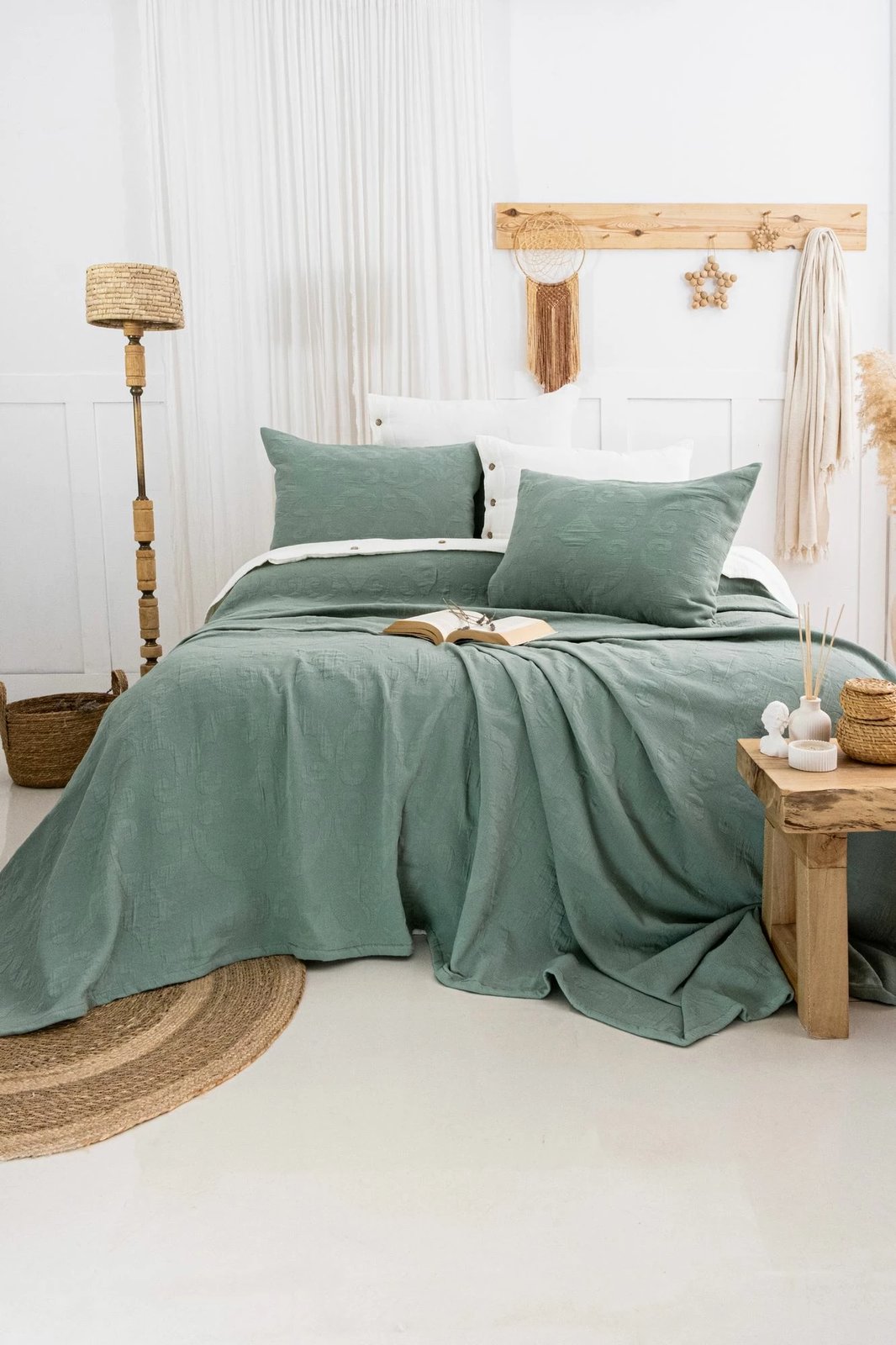 Set mbulesë dysheku dopio Julia, ngjyrë e gjelbër