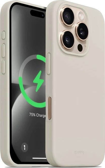 Mbështjellës CRONG Color Cover Magnetic për iPhone 16 Pro, 6.3", Stone Beige