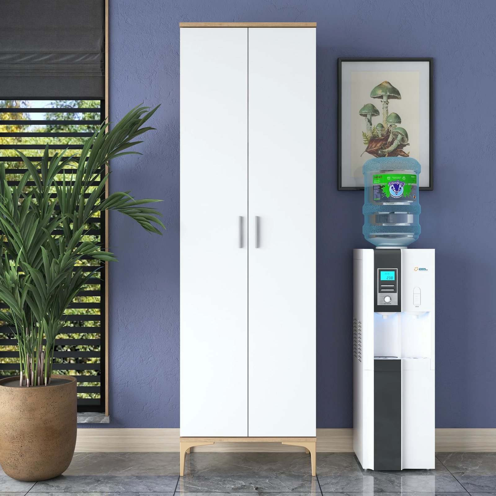 Dollap shumëpërdorimësh, ngjyrë arrë dhe e bardhë, JE102 - 2790