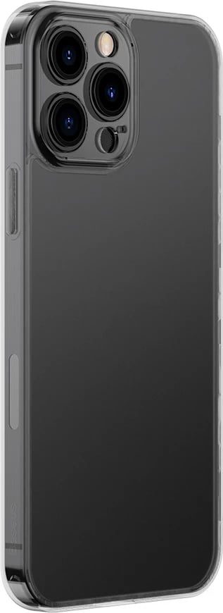 Mbështjellës Baseus Frosted Glass Case për iPhone 13 Pro, xham i mat, kornizë xheli, e zezë