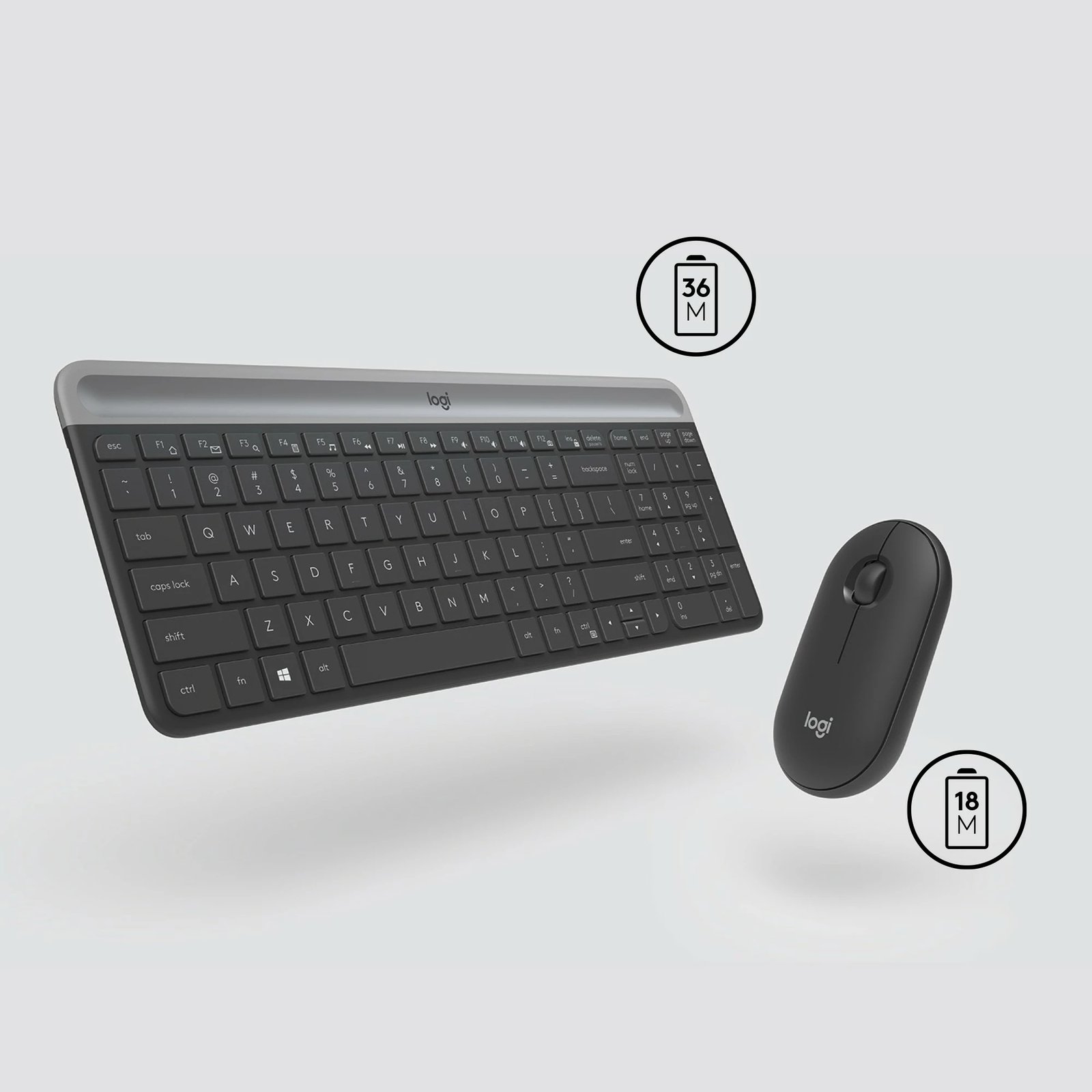 Kasë tastierë me maus Logitech Slim Wireless Combo MK470, full-size, wireless, QWERTZ, graphite