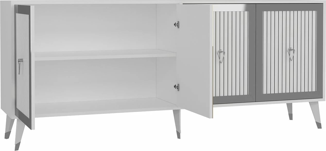 Konsolë Skye Decor, e bardhë, argjend