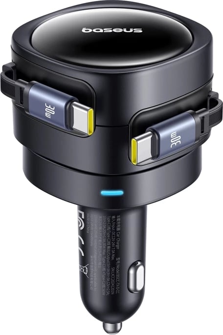 Karikues veture Baseus Enjoyment Max me 2 kabllo USB-C, 60W, Zi