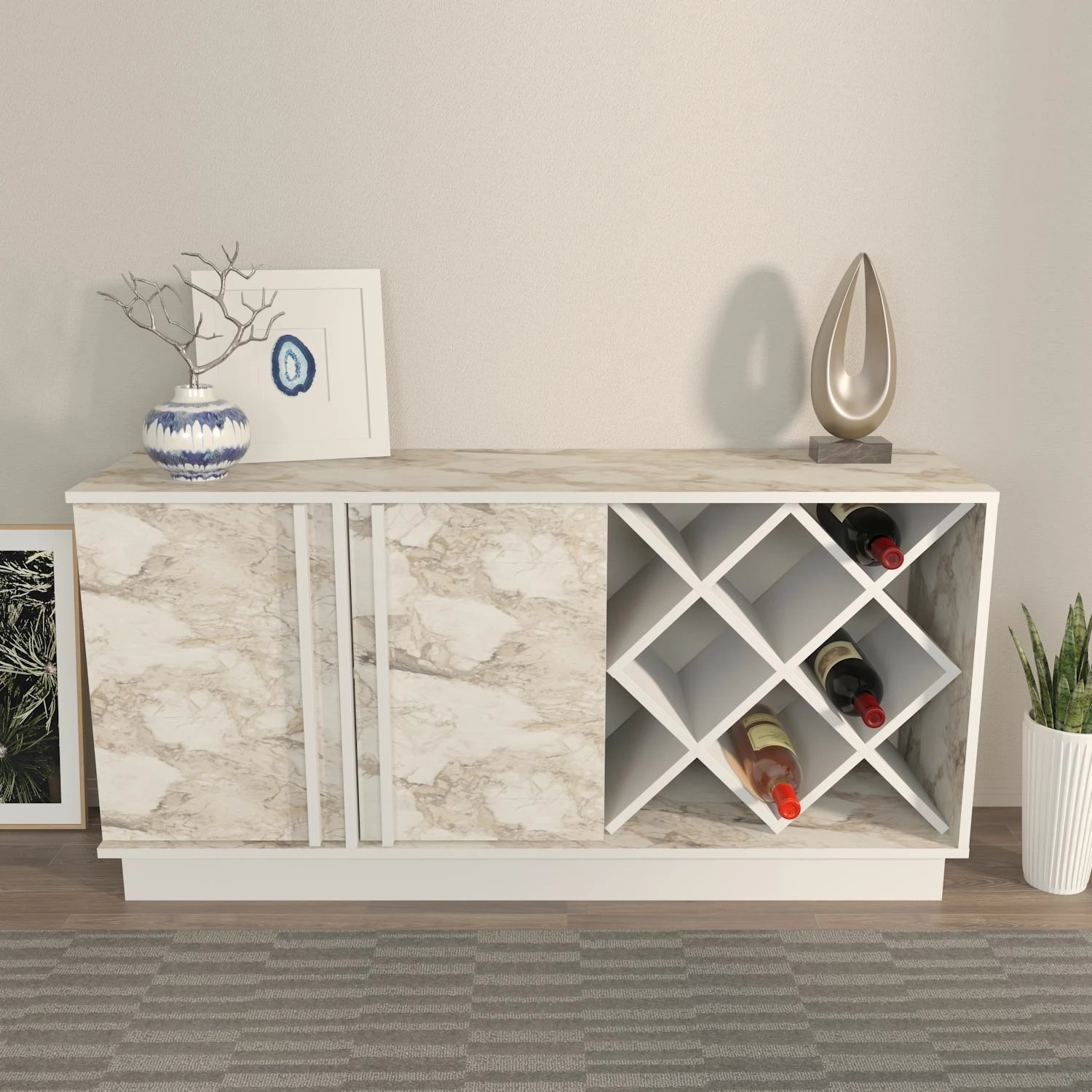 Komodë anësore Skye Decor, ngjyrë e bardhë, Ephesus