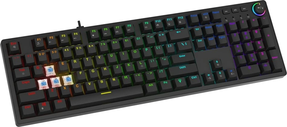Tastierë mekanike Savio STYX BLUE, RGB, Outemu Blue, me kabllo, Hot Swap, e zezë