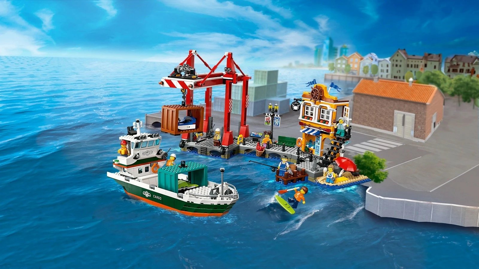 Set LEGO City Seaside Port me anije mallrash 60422, plastikë, 1226 pjesë, për fëmijë 8+